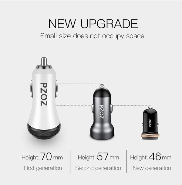 Planet Gates PZOZ Mini USB Car Charger Dual USB 3.1A Charging Mobile Phone Tablet GPS Universal Fast charging Car-Charger Adapter Accessories