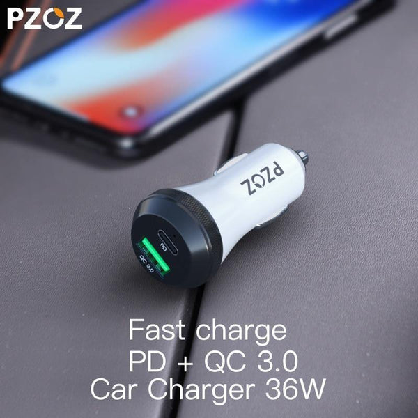 Planet Gates PZOZ PD Car Charger 18W 36W Dual USB charging Phone Adapter Car Quick Charge 3.0 For iPhone X 8 Plus Samsung Xiaomi car-charger
