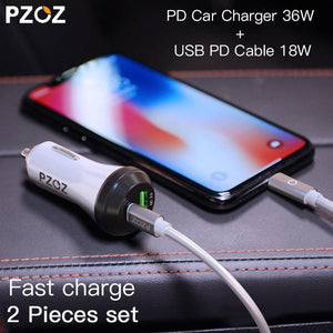 Planet Gates PZOZ PD Car Charger 18W 36W Dual USB charging Phone Adapter Car Quick Charge 3.0 For iPhone X 8 Plus Samsung Xiaomi car-charger