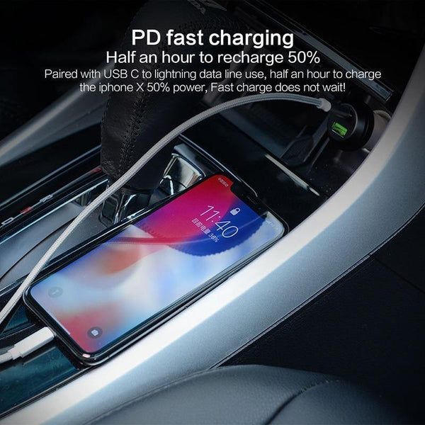 Planet Gates PZOZ PD Car Charger 18W 36W Dual USB charging Phone Adapter Car Quick Charge 3.0 For iPhone X 8 Plus Samsung Xiaomi car-charger