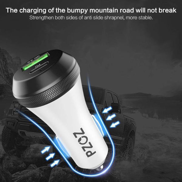 Planet Gates PZOZ PD Car Charger 18W 36W Dual USB charging Phone Adapter Car Quick Charge 3.0 For iPhone X 8 Plus Samsung Xiaomi car-charger