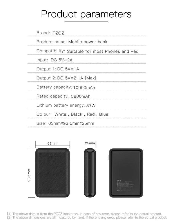 Planet Gates PZOZ Power Bank 10000mAh Dual USB Mobile Phone External Battery Fast Charge For iphone X xiaomi Portable Charger mini PowerBank