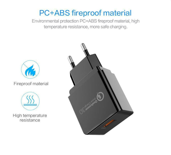Planet Gates PZOZ Quick Charge 3.0 USB Charger Fast Charger 18W EU Wall usb portable charger Adapter Mobile Phone cable for Samsung Xiaomi