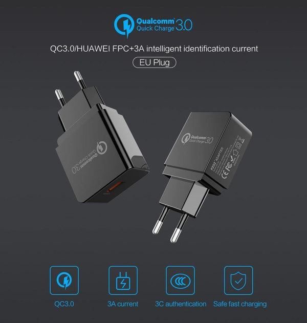 Planet Gates PZOZ Quick Charge 3.0 USB Charger Fast Charger 18W EU Wall usb portable charger Adapter Mobile Phone cable for Samsung Xiaomi