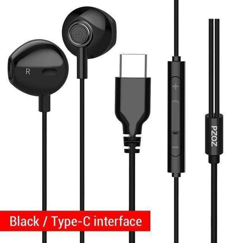Planet Gates PZOZ USB C Earphone Wired Control Bass In-Ear type c Sport Headset Type-C Jack Headsets With Mic For Xiaomi Mi Mix 2s 8 SE 6X A2