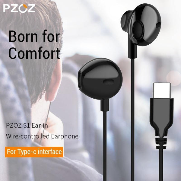 Planet Gates PZOZ USB C Earphone Wired Control Bass In-Ear type c Sport Headset Type-C Jack Headsets With Mic For Xiaomi Mi Mix 2s 8 SE 6X A2