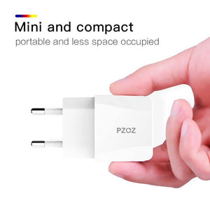 PZOZ USB Charger 5v2.1a Fast Charging Travel EU Plug Adapter portable Wall charger Mobile Phone cable For iphone Samsung xiaomi - Planet Gates