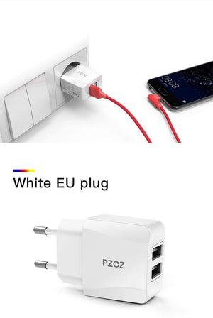 Planet Gates PZOZ USB Charger 5v2.1a Fast Charging Travel EU Plug Adapter portable Wall charger Mobile Phone cable For iphone Samsung xiaomi