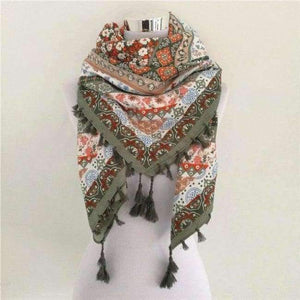 Planet Gates Q Green Bandana new fashion woman Scarf square scarves Printed Women Wraps Winter autumn ladies shawl Luxury Brand tassel scarf