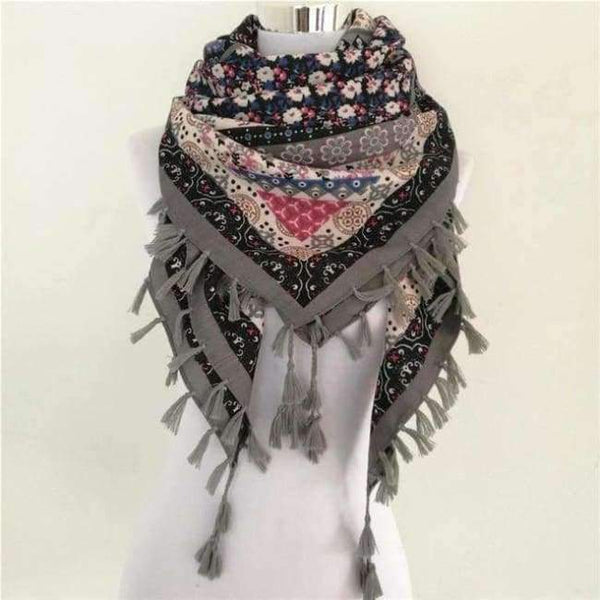 Planet Gates Q Grey Bandana new fashion woman Scarf square scarves Printed Women Wraps Winter autumn ladies shawl Luxury Brand tassel scarf