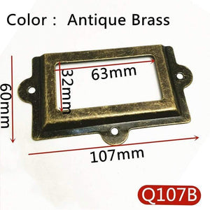 10pcs Label Pull Frame Antique Brass Golden Medicine Drawer File Name Card Holder Furniture Hardware Accessories