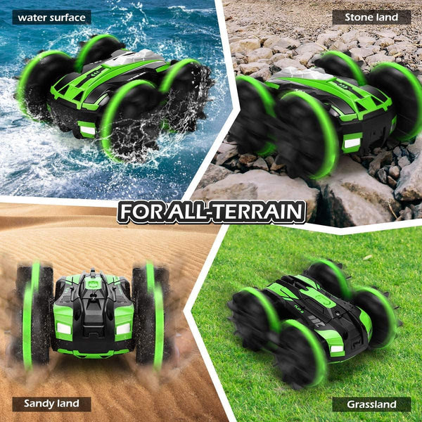 Planet Gates Q81 1:20 2.4G 2-in-1 RC Car Remote Control Car RC Stunt Car Double Sided Drift Amphibious 360 Degree Rotation RC Vehicle Models