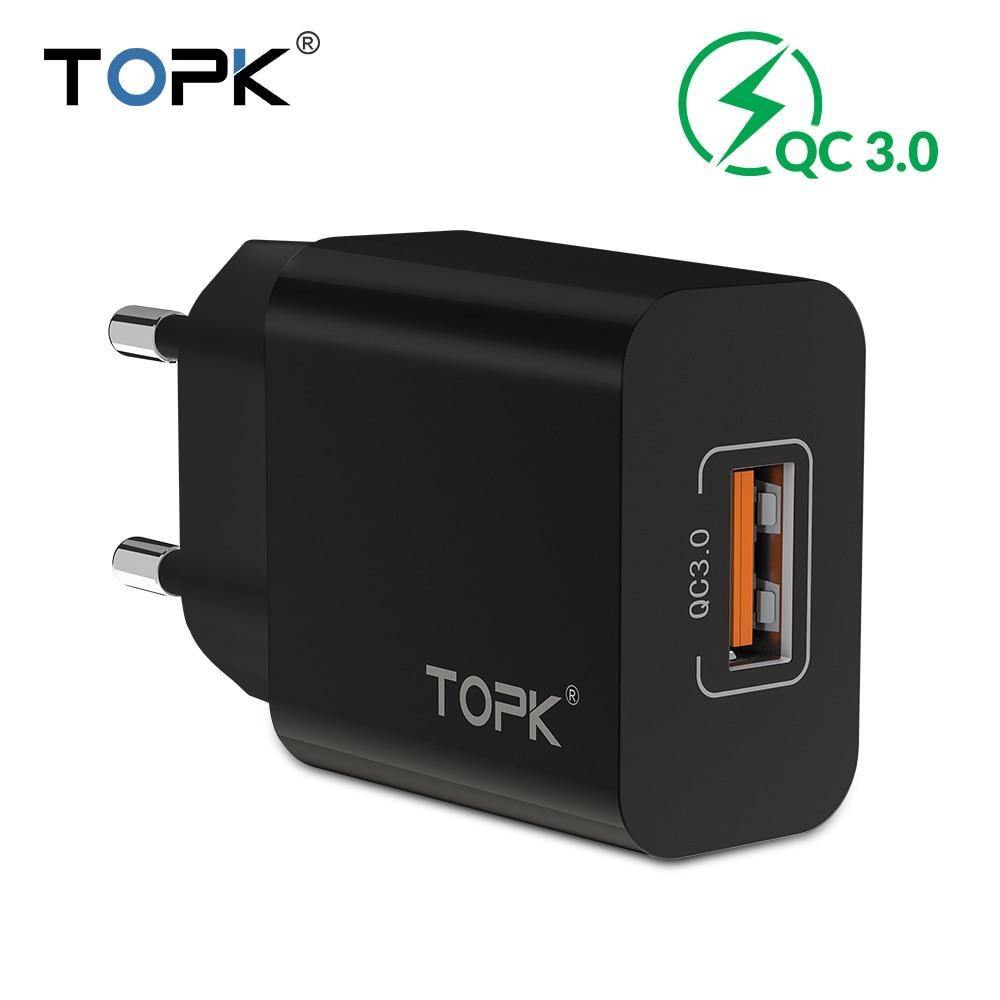 Planet Gates QC3.0 EU White TOPK 18W Quick Charge 3.0 USB Charger for iPhone Samsung Xiaomi Huawei Mobile Phone Charger