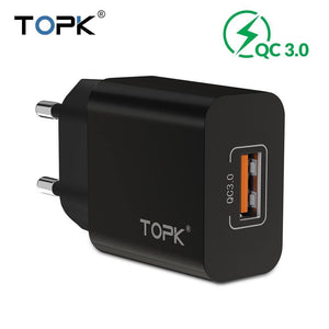 Planet Gates QC3.0 EU White TOPK 18W Quick Charge 3.0 USB Charger for iPhone Samsung Xiaomi Huawei Mobile Phone Charger