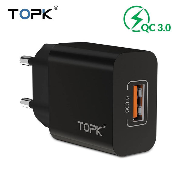 Planet Gates QC3.0 EU White TOPK 18W Quick Charge 3.0 USB Charger for iPhone Samsung Xiaomi Huawei Mobile Phone Charger