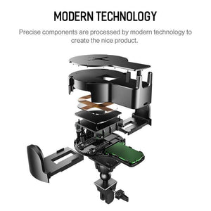 Planet Gates QI Car Wireless Charger Phone Holder, ROCK for iPhone X 8 Samsung Galaxy S8 Note 8 Plus Fast Wireless Charging Pad