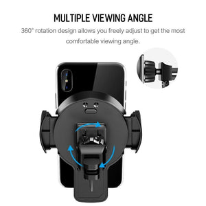 Planet Gates QI Car Wireless Charger Phone Holder, ROCK for iPhone X 8 Samsung Galaxy S8 Note 8 Plus Fast Wireless Charging Pad