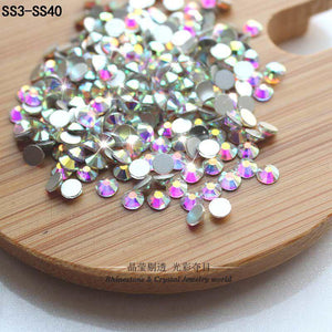 Planet Gates QIAO Glitter Rhinestones Crystal AB SS3-SS40 Non Hot Fix FlatBack Strass Sewing & Fabric Garment Rhinestone Nail Art Stone