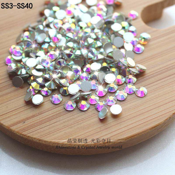 Planet Gates QIAO Glitter Rhinestones Crystal AB SS3-SS40 Non Hot Fix FlatBack Strass Sewing & Fabric Garment Rhinestone Nail Art Stone