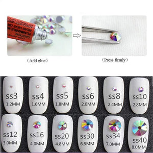 Planet Gates QIAO Glitter Rhinestones Crystal AB SS3-SS40 Non Hot Fix FlatBack Strass Sewing & Fabric Garment Rhinestone Nail Art Stone