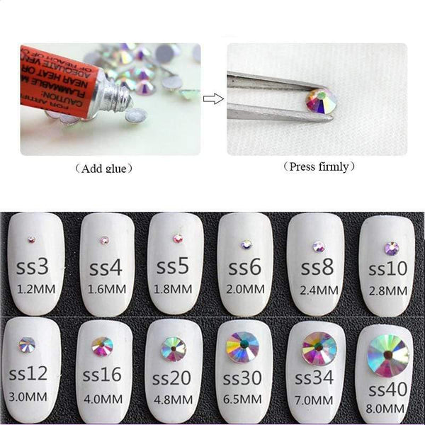 Planet Gates QIAO Glitter Rhinestones Crystal AB SS3-SS40 Non Hot Fix FlatBack Strass Sewing & Fabric Garment Rhinestone Nail Art Stone