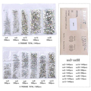 Planet Gates QIAO Glitter Rhinestones Crystal AB SS3-SS40 Non Hot Fix FlatBack Strass Sewing & Fabric Garment Rhinestone Nail Art Stone