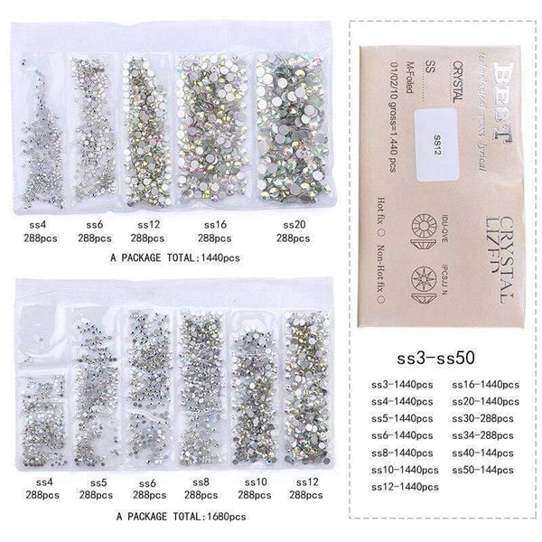 Planet Gates QIAO Glitter Rhinestones Crystal AB SS3-SS40 Non Hot Fix FlatBack Strass Sewing & Fabric Garment Rhinestone Nail Art Stone