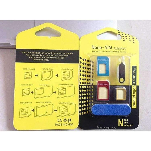 Planet Gates Quality 5 in 1 Metal Nano Sim Card to Micro Sim Card Standard Sim Card Adapter Adaptor Tools For Iphone 4 / 4S/ 5 6 6 Plus