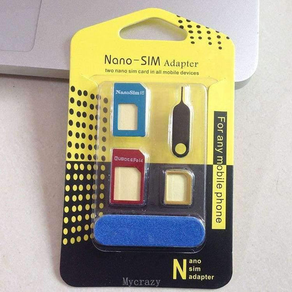 Planet Gates Quality 5 in 1 Metal Nano Sim Card to Micro Sim Card Standard Sim Card Adapter Adaptor Tools For Iphone 4 / 4S/ 5 6 6 Plus