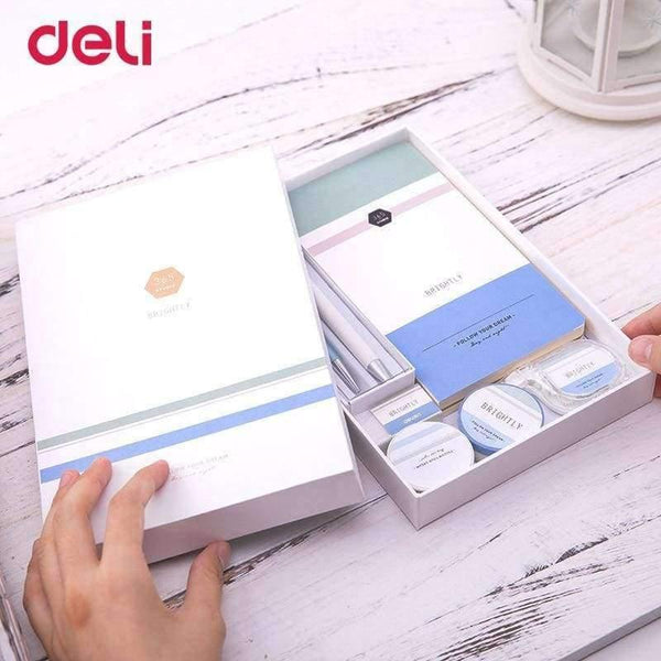 Planet Gates Quality 7 pcs school kid writing set cute office supply gift with box 0.5mm gel pen pencil notebook washi tape