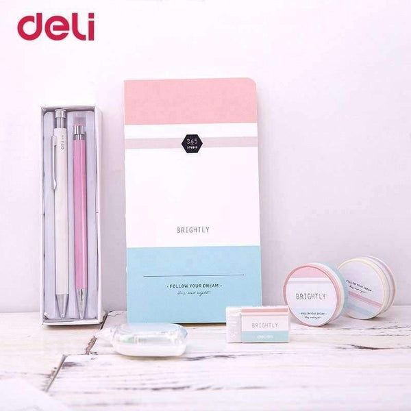 Planet Gates Quality 7 pcs school kid writing set cute office supply gift with box 0.5mm gel pen pencil notebook washi tape