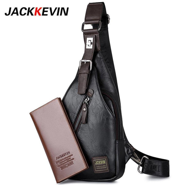 Planet Gates Quality Assurance CHEST BAG MEN Anti-theft Magnetic Clasp Leather Bag Messenger Bag Fashion Men's Bags