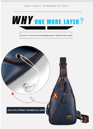 Planet Gates Quality Assurance CHEST BAG MEN Anti-theft Magnetic Clasp Leather Bag Messenger Bag Fashion Men's Bags