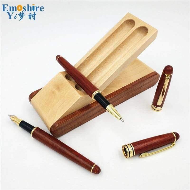 Planet Gates Quality Double WoodenBrand Ballpoint Pen Fountain Pen Pencil Case Gift for School Office Writing Supplies P552