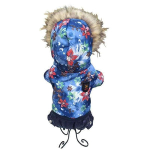 Planet Gates Quality Flower Pattern Hooded Pet Dogs Winter Coat  Thickness Dogs Clothes S to Xl New Dogs Clothing