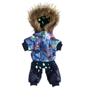 Planet Gates Quality Flower Pattern Hooded Pet Dogs Winter Coat  Thickness Dogs Clothes S to Xl New Dogs Clothing