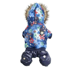 Planet Gates Quality Flower Pattern Hooded Pet Dogs Winter Coat  Thickness Dogs Clothes S to Xl New Dogs Clothing