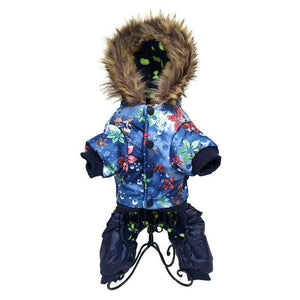 Planet Gates Quality Flower Pattern Hooded Pet Dogs Winter Coat  Thickness Dogs Clothes S to Xl New Dogs Clothing