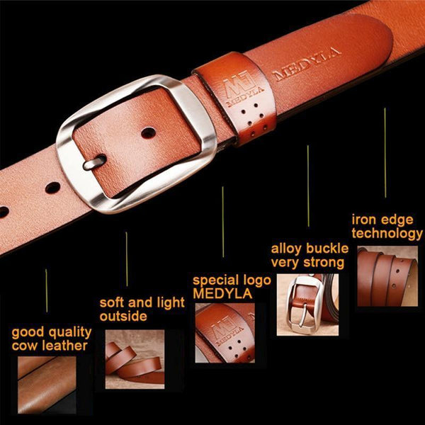 Planet Gates Quality Genuine Leather Luxury Strap Male Belts For Men Jeans Casual Belt Pin Buckle