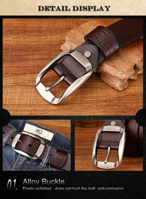 Planet Gates Quality Genuine Leather Luxury Strap Male Belts For Men Jeans Casual Belt Pin Buckle