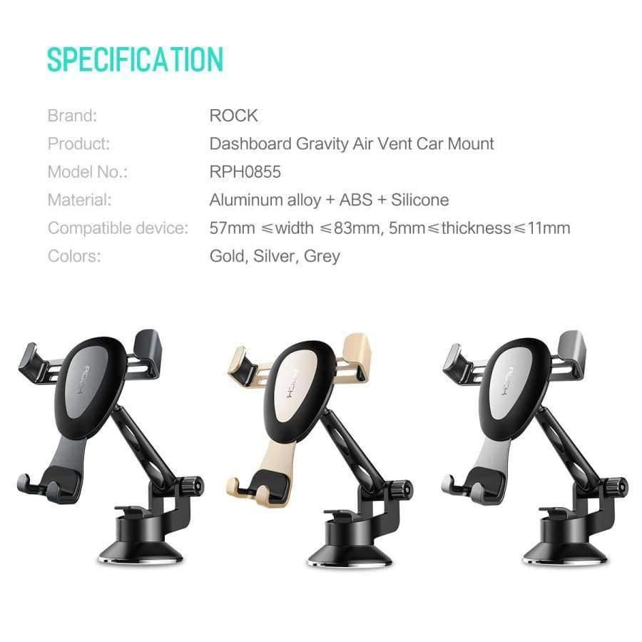 Planet Gates Quality Gravity Metal Car Phone Holder, Linkage Aluminum Alloy Adjustable Mobile Phone holder For Car Stand Bracket