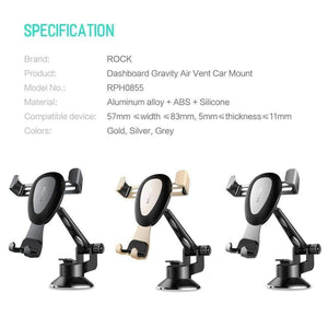 Planet Gates Quality Gravity Metal Car Phone Holder, Linkage Aluminum Alloy Adjustable Mobile Phone holder For Car Stand Bracket