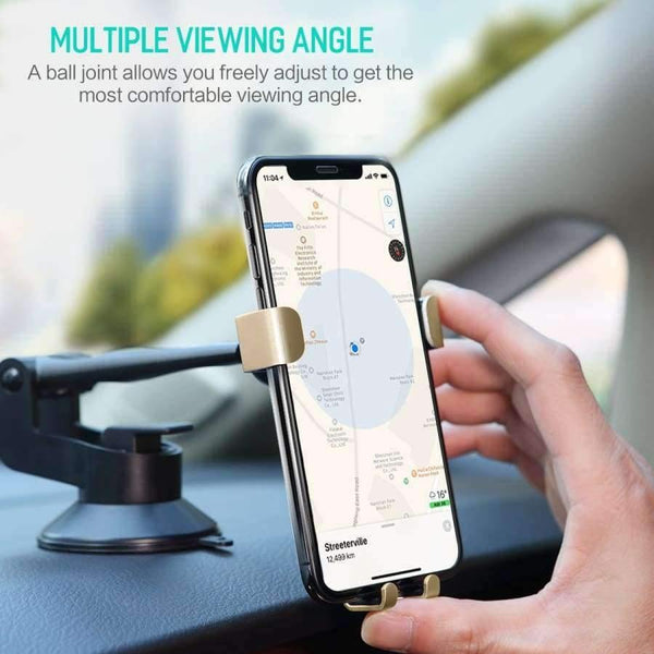 Planet Gates Quality Gravity Metal Car Phone Holder, Linkage Aluminum Alloy Adjustable Mobile Phone holder For Car Stand Bracket