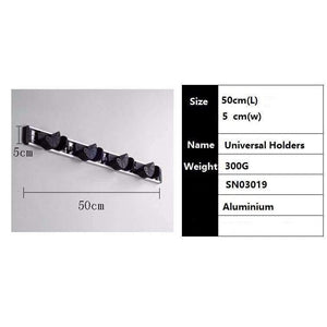 Planet Gates Quality kitchen storage tool holder, 4 position with 5 hooks Wall Mounted Storage organizer, mop and broom storage holders racks