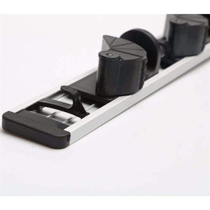 Planet Gates Quality kitchen storage tool holder, 4 position with 5 hooks Wall Mounted Storage organizer, mop and broom storage holders racks