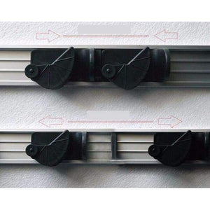 Planet Gates Quality kitchen storage tool holder, 4 position with 5 hooks Wall Mounted Storage organizer, mop and broom storage holders racks