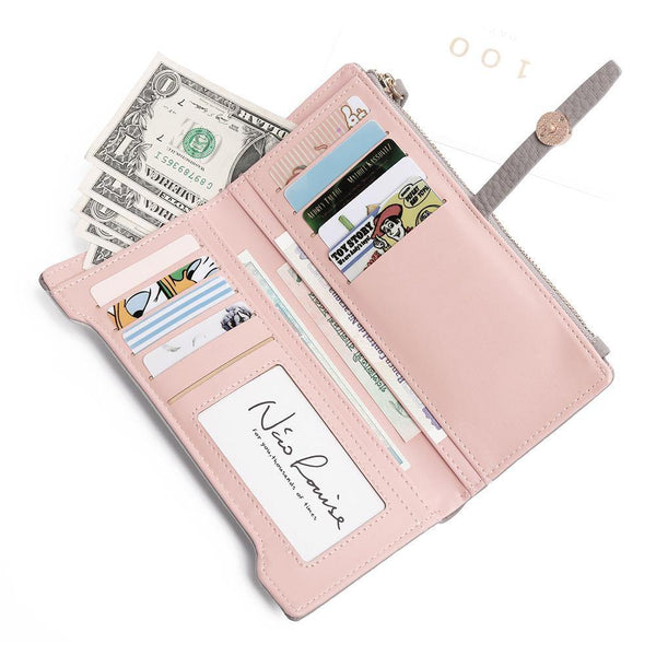 Planet Gates Quality Latest Lovely Leather Long Women Wallet Fashion Girls Change Clasp Purse Money Coin Card Holders wallets Carteras