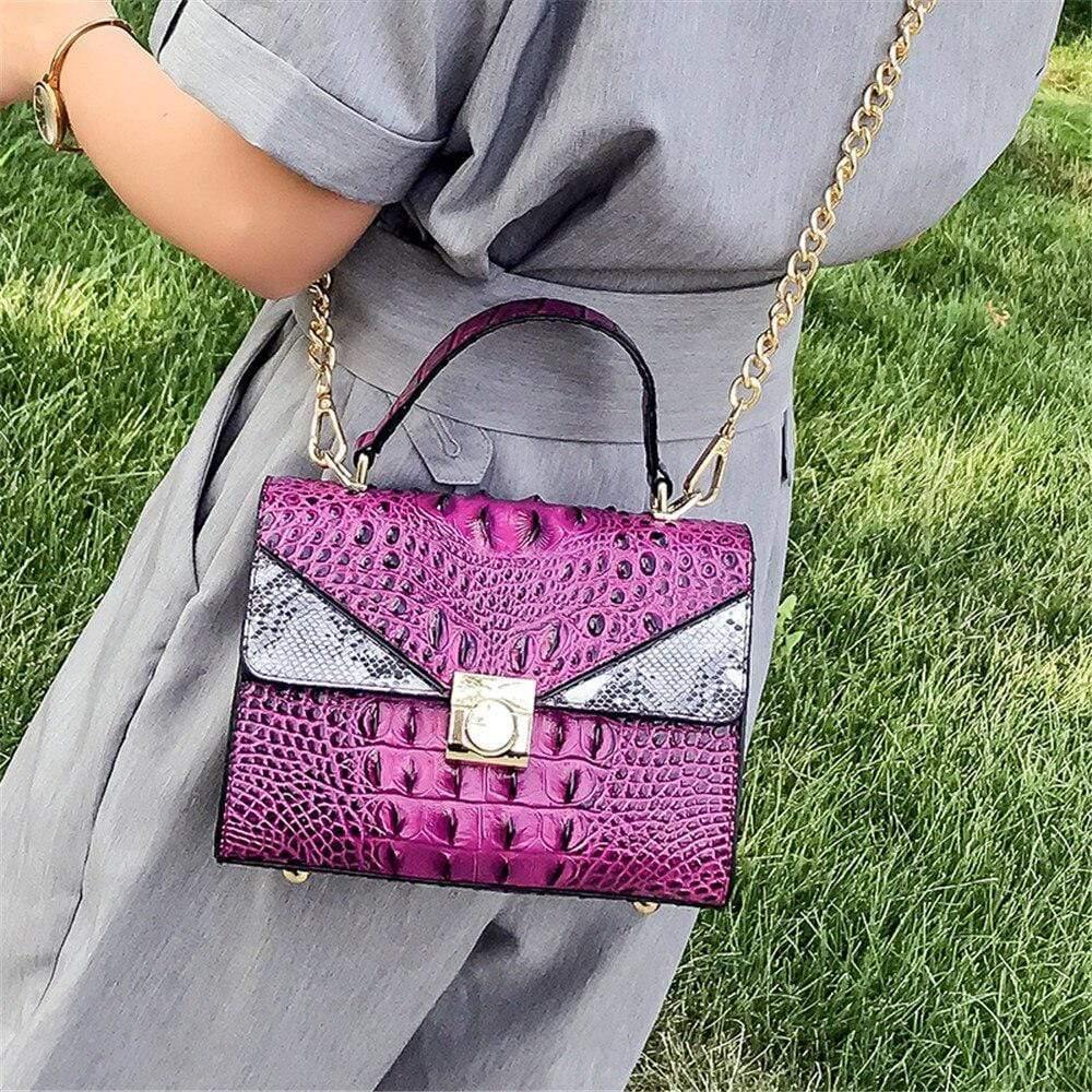 Quality Luxury Alligator Lady Bags New Retro PU Leather Women Single Shoulder Bag Fashion Chain