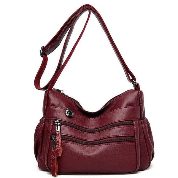 Quality Soft Leather Luxury Handbags Women Bags Designer Double Zippers Shoulder Crossbody