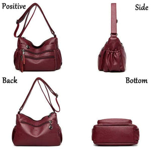 Quality Soft Leather Luxury Handbags Women Bags Designer Double Zippers Shoulder Crossbody